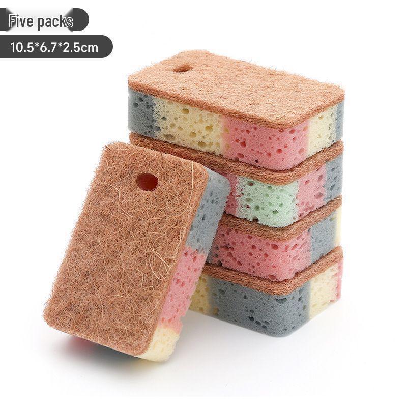 Wood Pulp Dishwashing Sponge - Non-Stick, Scouring Pad & Pot Brush