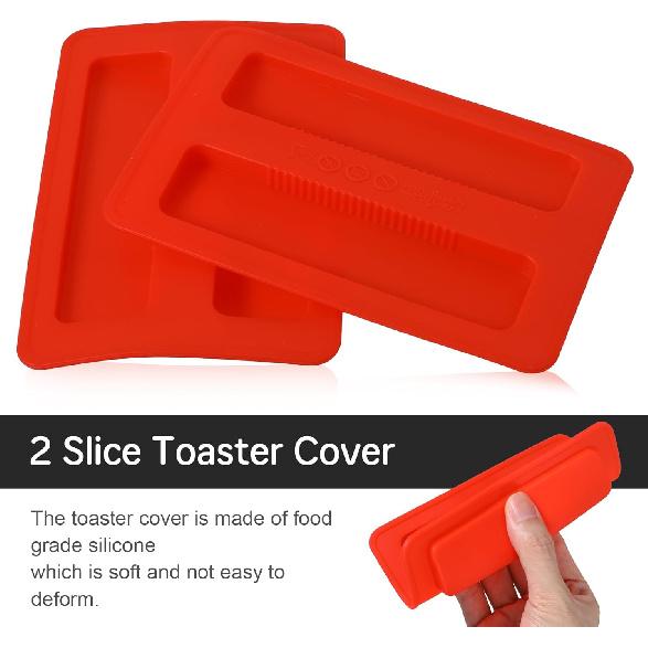 2 Pcs Toaster Cover 2 Slice Silicone,Silicone Toaster Covers 2 Slice Wide Slot,Reble Toasters Covers 2 Slices for Bread Maker,Sandwich Machine Part
