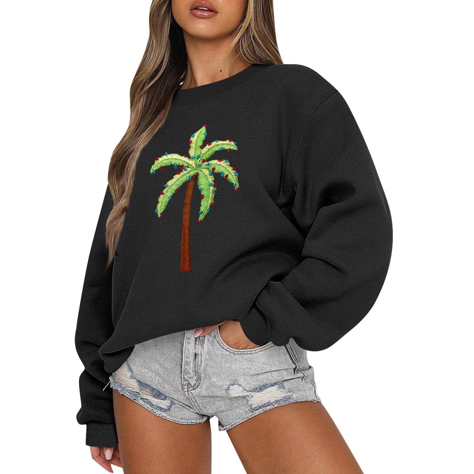 

Женские топы Женский свитшот с длинным рукавом Повседневный с круглым вырезом Свободного кроя Пуловер Флисовые топы L