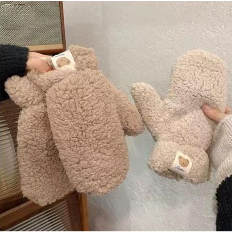 Mănuși moi de pluș de iarnă, groase și călduroase pentru femei, mănuși uni cu șnururi, casual pentru exterior, pentru călărie, rezistente la vânt rece