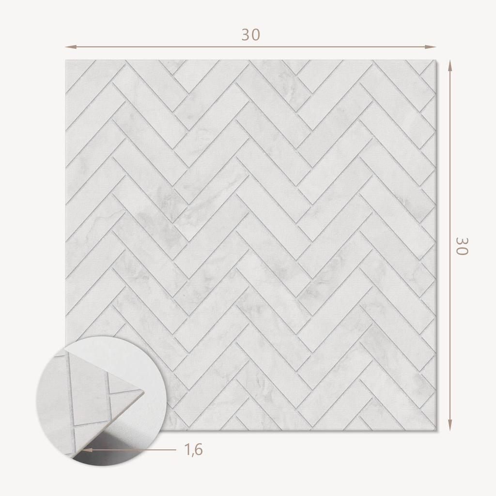 Komplet Kafelków Winylowych Z Nadrukiem Gotowe Do Montażu Wzór W Jodełkę 3D 9X30X30 Cm