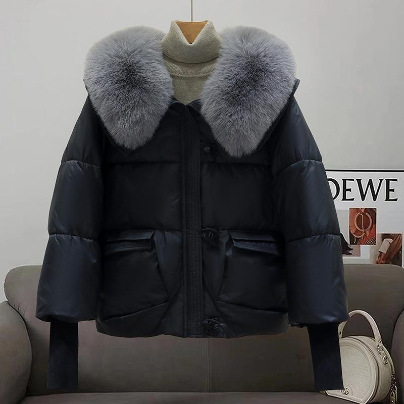 Winter New Women's Down Cotton-padded Clothes Short Loose Cotton-padded Clothes Foreign Style Big Fur Collar Thickened Cotton-padded Jacket Tide