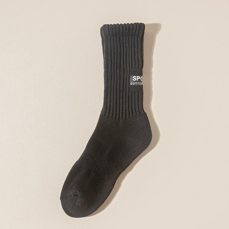 Herren Herbst und Winter Fleece und Verdickt Handtuchsohle Reine Baumwolle Trendige Jugend Sport Mittelhohe Socken