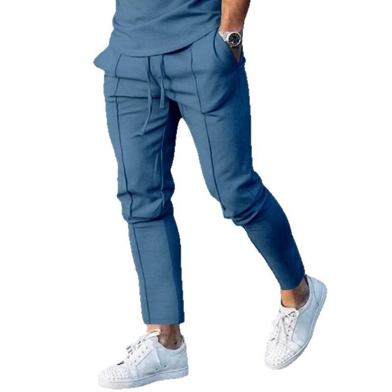 Fashion Men's Sweatpants Spring and Autumn Casual Pants High Street Pants Solid Colour Slim Car Fold Men's Casual Pants