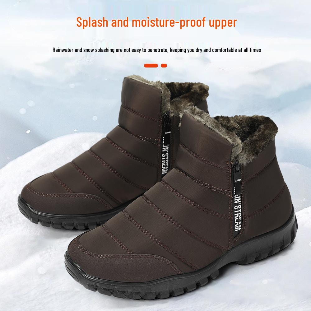 Botas de Neve de Inverno Masculinas Tamanho Plus: Forrado com lã polar, Quente, Zíper duplo, Sola PU de cano alto