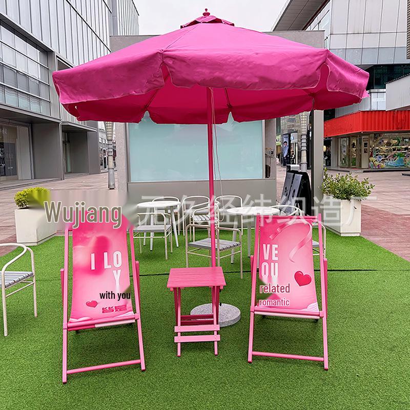 Pink Wooden Outdoor Lounge Chair for Beach, Balcony, Camping, and Garden