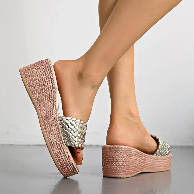 Fashion 2025 Women's Slippers Wedge Platform Casual Women's Sandals Soft Comfortable Chunky Slides Outdoor Plus Size Summer Shoes Ladies