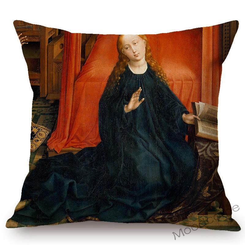 Netherland Artist Rogier Van Der Weyden Religion Jesus The Cross Virgin Mary Art Sofa Decoration Pillow Case Linen Cushion Cover