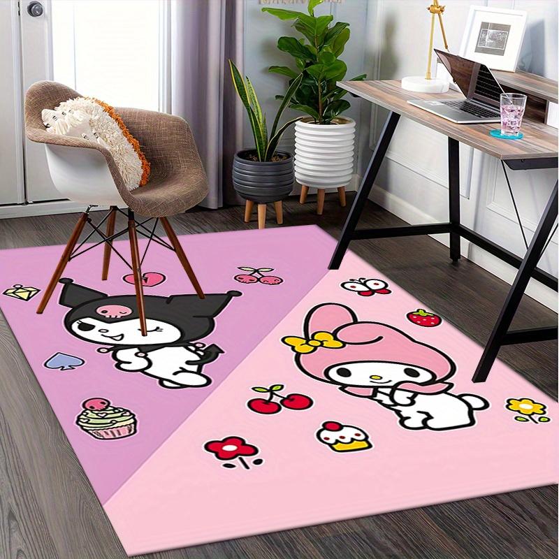 Office Rug Kuromi, My Melody Anti-Slip Rug, Machine Washable for Living Room, Bedroom, Office, Multiple Sizes, Bedroom Mat, Decorative Mat, Durable Ma