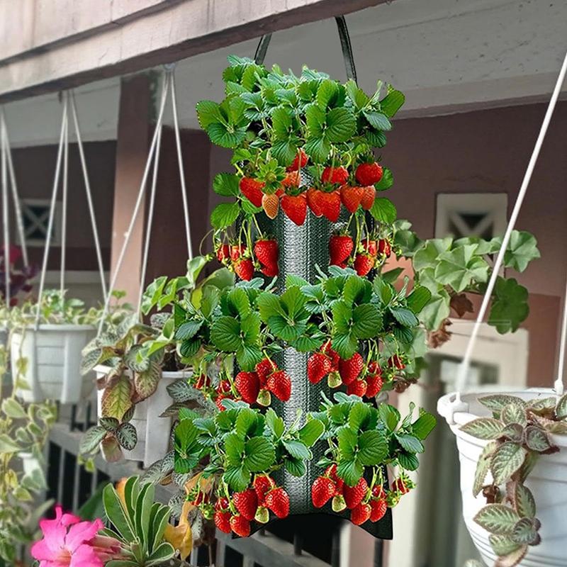 Hanging Strawberry Grow Bag Planter With Planting Holes Heavy Duty Durable Vertical Hanging Planter For Vegetable Tomato Potato