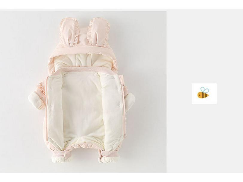 90% Weiße Entendaunen Baby Mädchen Winter Strampler - Leicht, Fleece-gefüttert, Verdickt zum Krabbeln im Freien