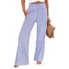 2026 Women's Loose Striped Smocked Cotton Linen Casual Pants