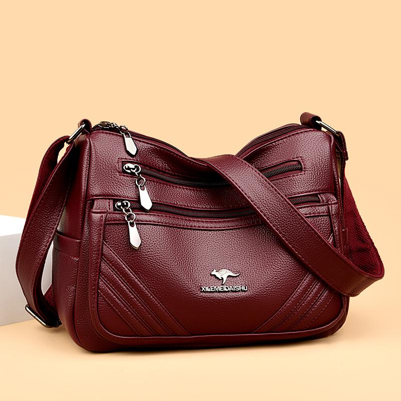 Crossbody Bag - Autumn/Winter Fashion Multi-layered Shoulder Bag - Soft Leather - Maternal Bag for Middle-aged Women
