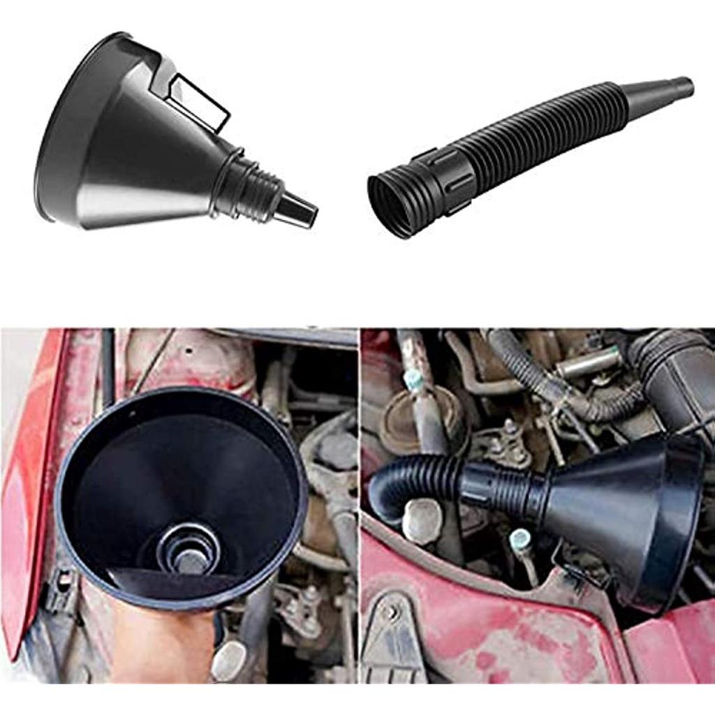 Plastic Large Funnels Wide Mouth With Strainer 2 Pcs Oil Funnel Automotive Flexible With Hose For Cars And Motorcycles Engine Oil Liquid Diesel Keros