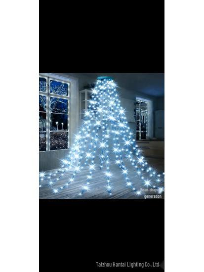 

Colorful USB LED Five-Pointed Star Christmas Tree Topper, Low Voltage Waterfall Flowing Lights Decoration 1.5m 200 LEDs - USB with Remote