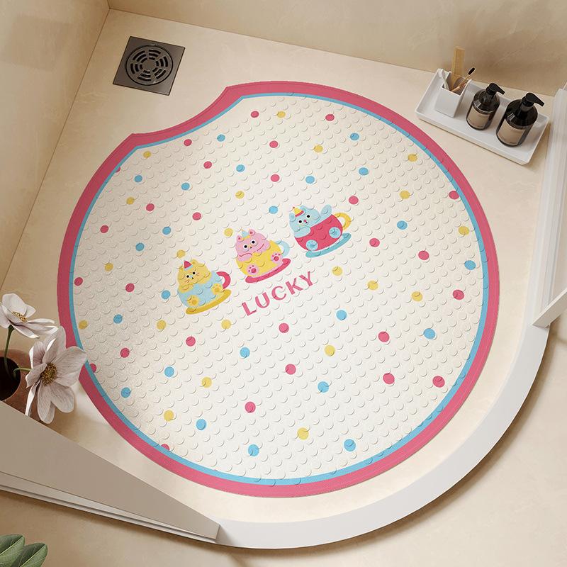 

Bathroom Non-Slip Mat 2025 Round Suction Cup Floor Mat Household Shower Room Bathroom Bath Anti-Drop Foot Mat round notch 55 * 55cm