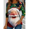 Women's Santa Claus Printed Christmas Theme Crew Neck Long Sleeve T-shirt Casual Comfortable Polyester Christmas Party Pullover
