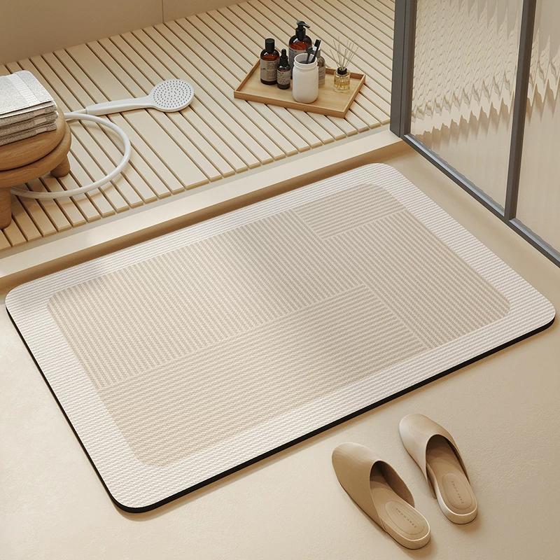 Bathroom Mats Cream Wind Diatom Mud Absorbent Pad Bathroom Entrance Mat Bathroom Toilet Quick-Drying Non Slip Carpet