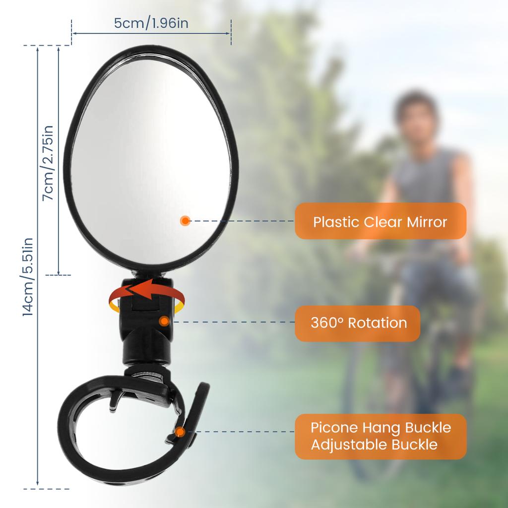 2Pc Bike Mirror Bike Rear View Mirrors Breakage-Proof Adjustable Bicycle Mirror 360° Rotation Bicycle Handlebar Rear View Mirror