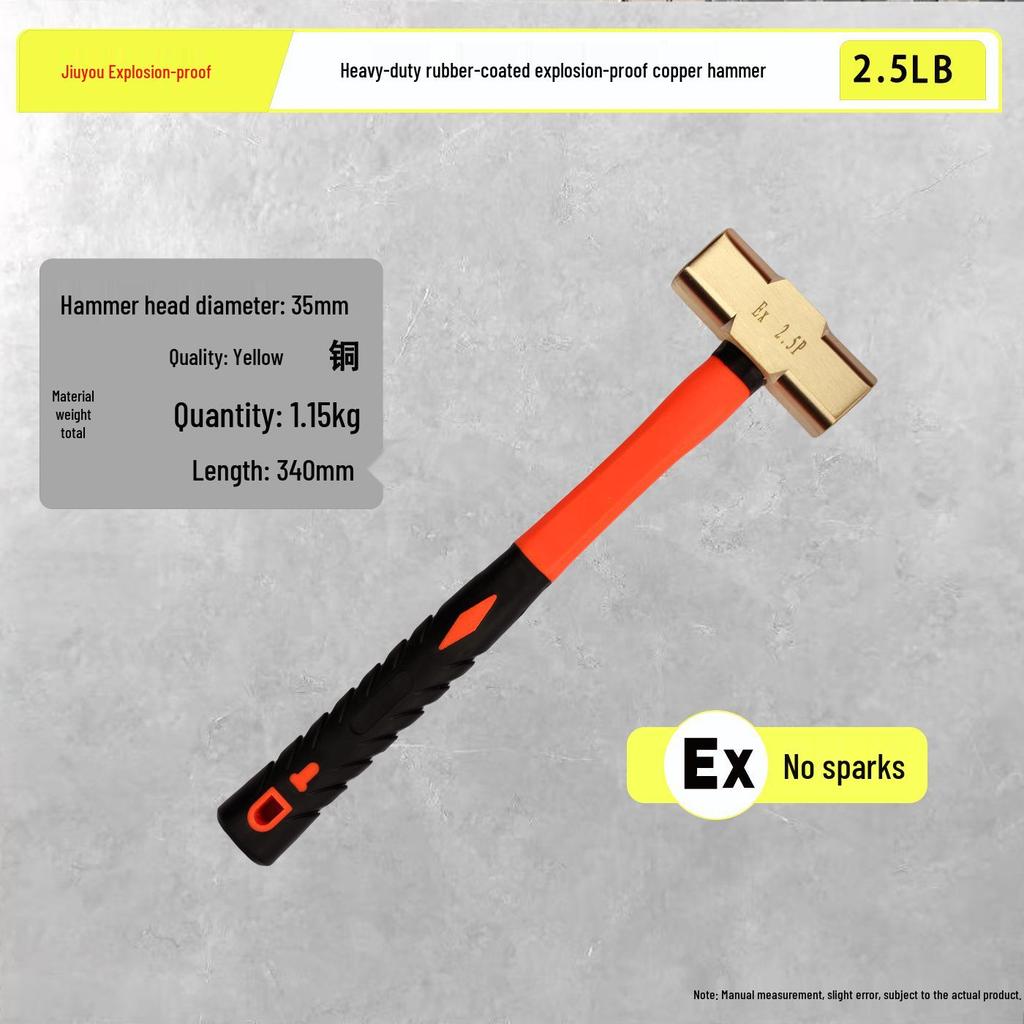 Explosion-Proof Non-Sparking Brass Sledgehammer - Octagonal Copper Alloy, 2lb, 4lb, 8lb Options