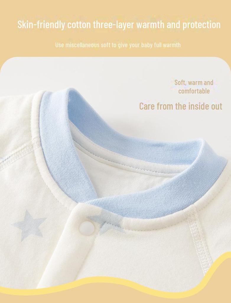 Newborn Quilted Cotton Jumpsuit: Spring/Autumn Padded Pajamas & Crawling Outfit