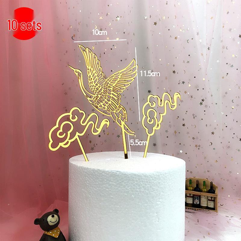 Acrylic 10-Piece Cake Decoration Cards for Birthday & Longevity Wishes - Internet Famous Design