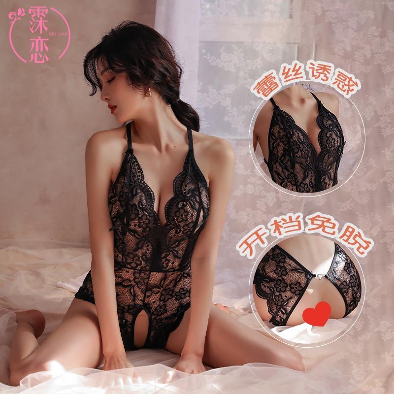 Sex underwear free open crotch one-piece sexy underwear lace see-through breast suspender sex uniform temptation nightclub