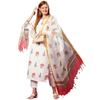 GoSriKi Women's Cotton Blend Straight Printed Kurta with Pant & Dupatta (Nairiti White-JL-GS_XL_White_X-Large)