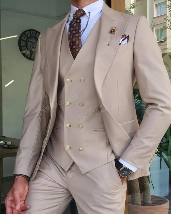 Korean Style Men's Three-piece Suit for Wedding or Business