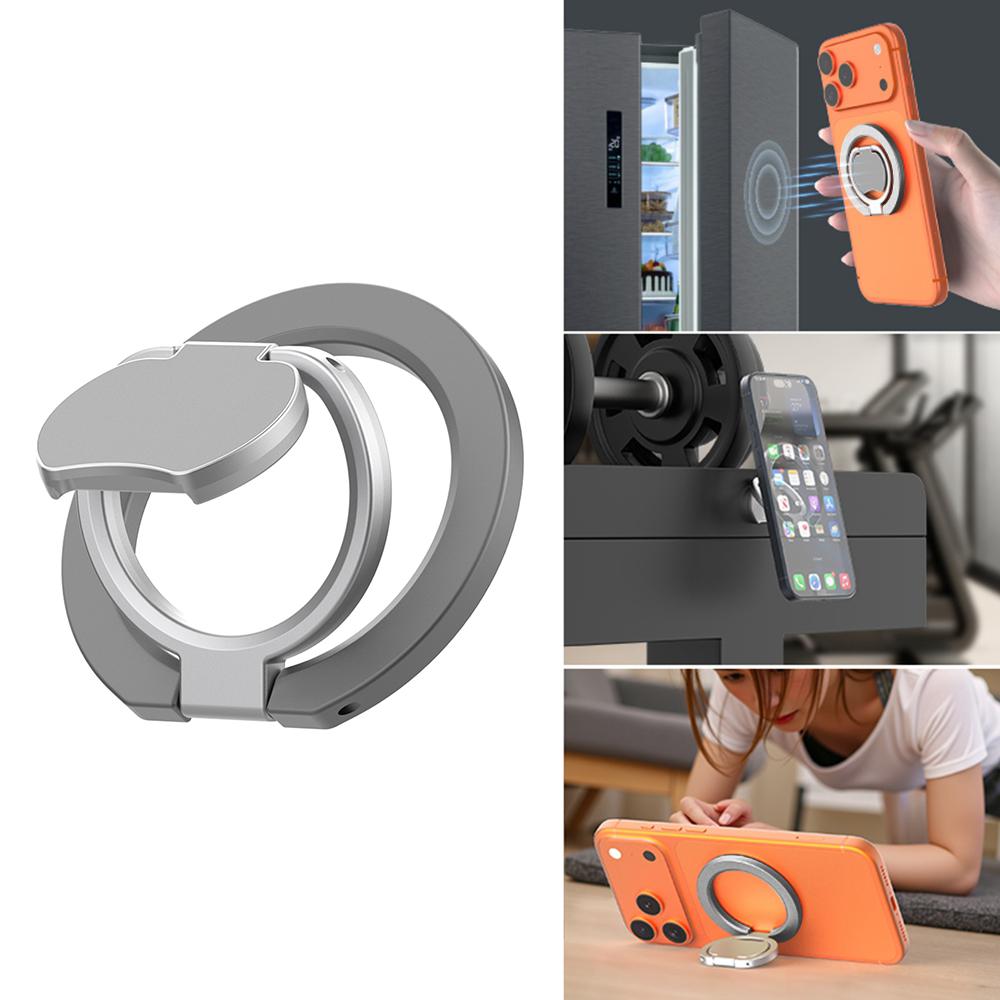 Magnetic Phone Ring Holder Grip with Dual-Side Magnets Triple Folding Zinc Alloy Kickstand