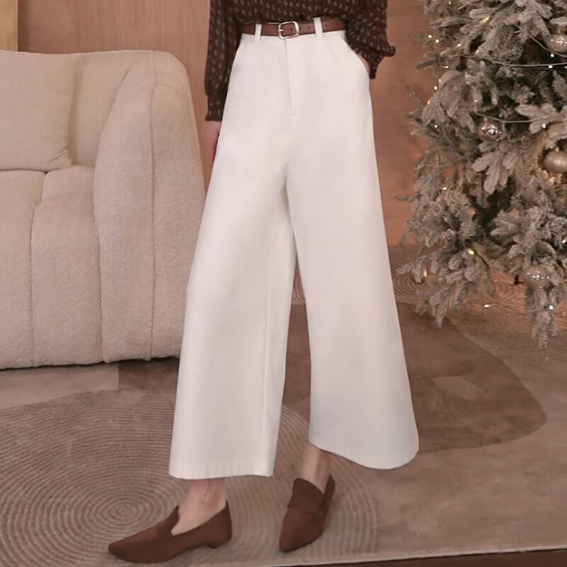 

Bailuyu Women s High-Waist Draped Wide-Leg Cropped Pants M