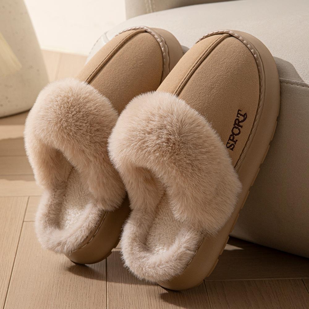2025 New Slippers Piled and Thickened Home Warm Thick-soled Cotton Shoes Non-slip Indoor Winter Plush Cotton Slippers