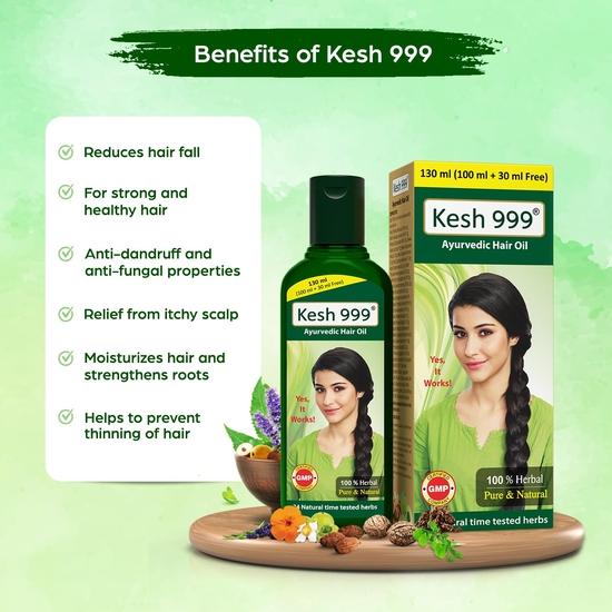 Kesh-999 Ayurvedic Hair Oil | Anti Hairfall Oil |Hair Growth Oil With 24 Natural Herbs Extract | Daily Hair Oil (Pack Of 2)