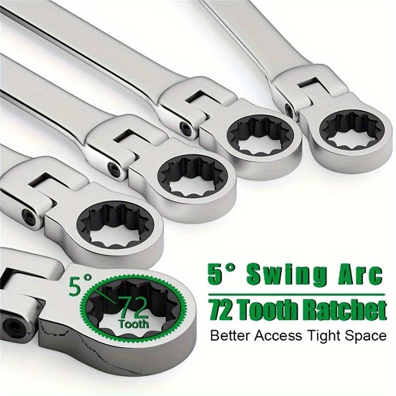 1Set Industrial Adjustable Ratchet Wrench Set Complete Chrome Vanadium Steel Quick Release Torx Head for Heavy Duty