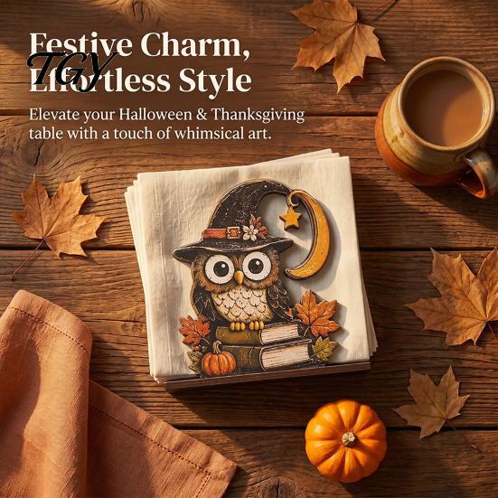 Funny Halloween Home Accessories Wood Napkin Holder, Vintage Rustic Dispenser Organizer, Spooky Ghost Holder Black Cat Boo Tissue Stand for