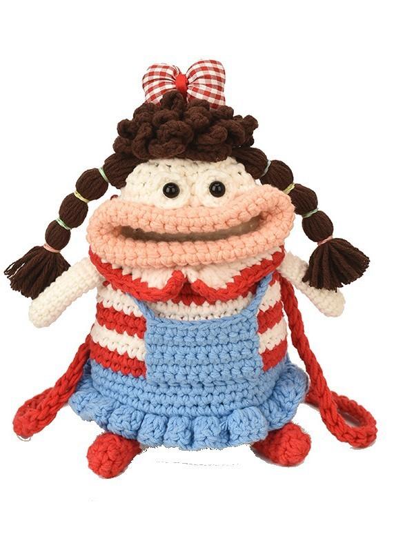 Knit Bag Handwoven Cartoon Shoulder Purse For Daily Use