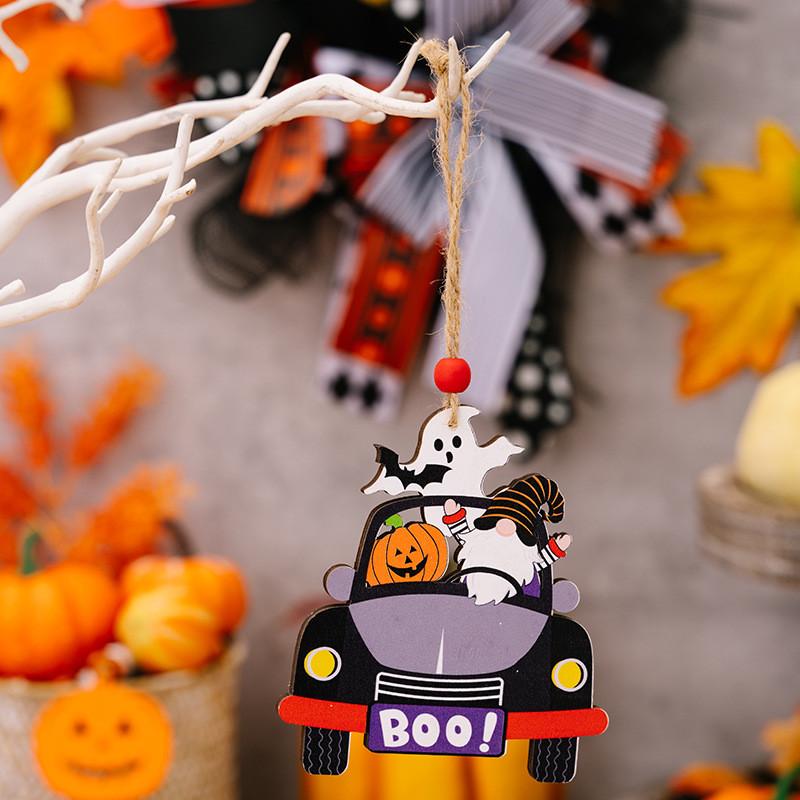 Wooden Pumpkin Charming Gnome Car Hanger Delightful Halloween Spirit Decor