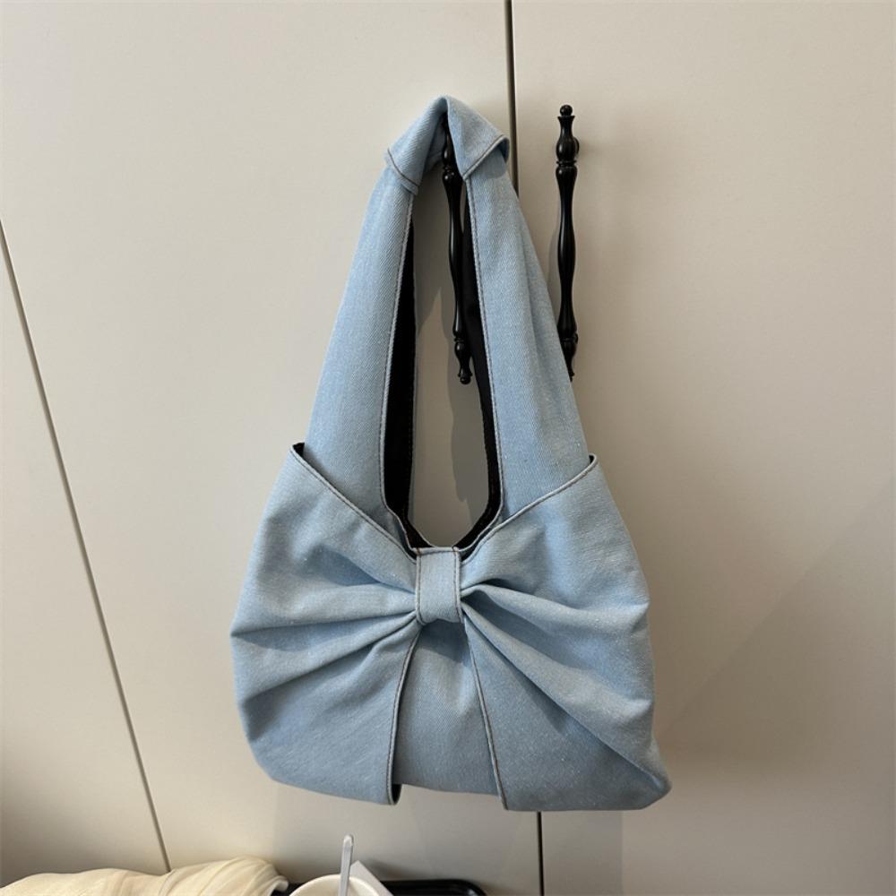 Lightweight Bow Denim Bag Casual Women's Tote Bag Trendy Bow Shoulder Bag  Girls