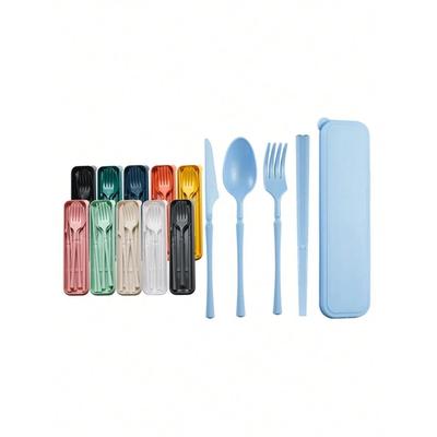 1 Stück Messer, Gabel, Löffel und Essstäbchen Kunststoff-Geschirrset, wiederverwendbar, geeignet für Picknicks, Camping und Studentenbedarf
