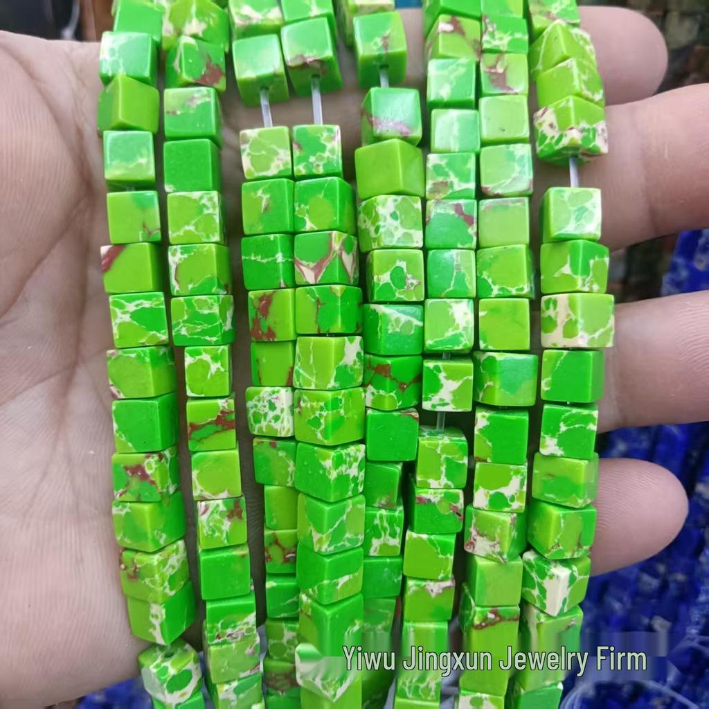 6x6mm Quadratische Rosenquarz-Achat-Perlenkette - Naturstein DIY-Zubehör