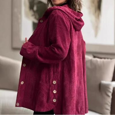 Top de abrigo para mujer 2025 otoño nuevo estilo con capucha de ajuste holgado chaqueta casual de pana para mujer
