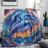 Dolphin Print Flannel Blanket, High quality Comfortable for All Seasons, Home Decor, Warmth and Comfort, Perfect for Christmas Gifts
