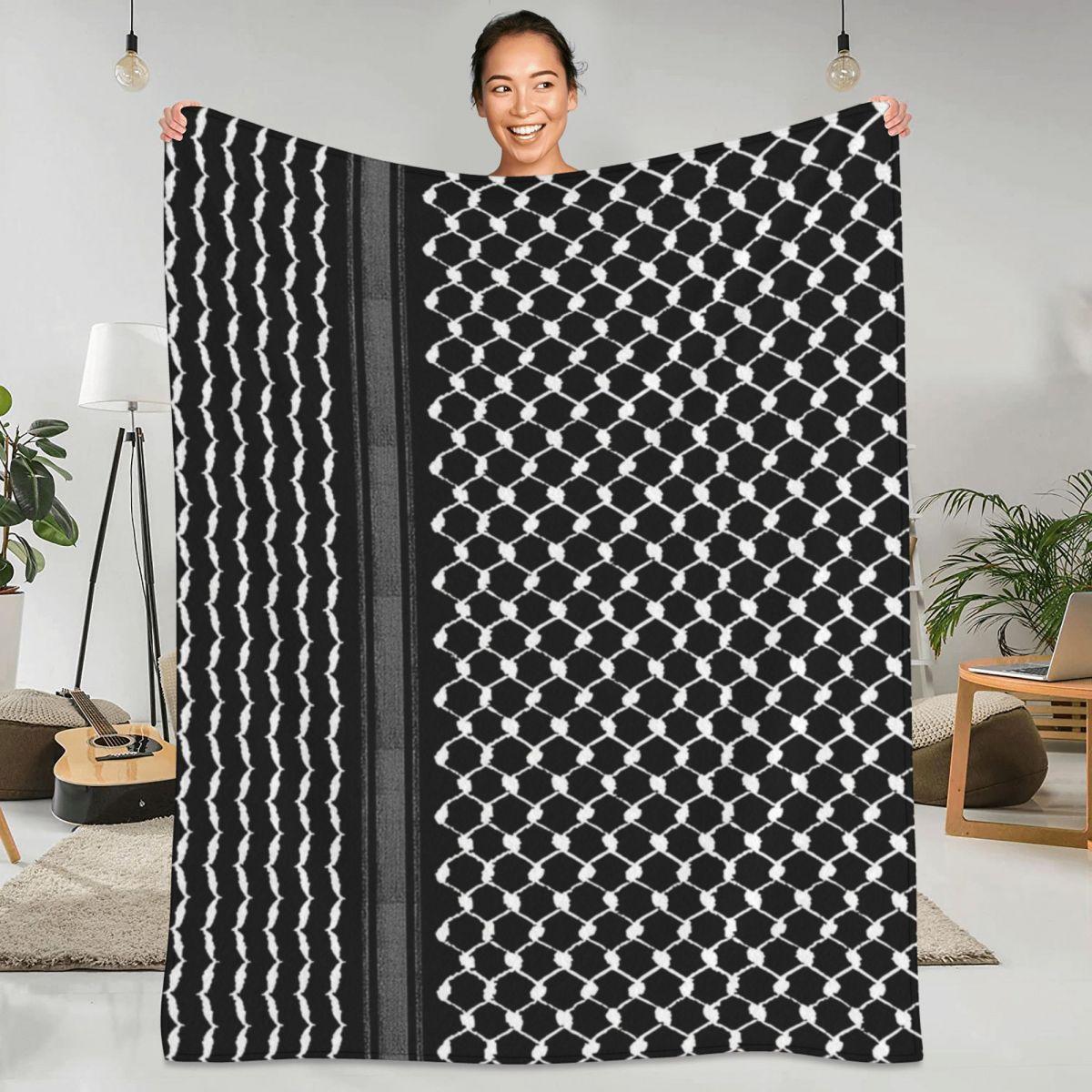 

Палестинский Традиционный Хатта Куфия Фланелевое Одеяло Мягкое Палестинский Народный Дизайн Плед Зимнее Дорожное Уличное Покрывало 30x40in