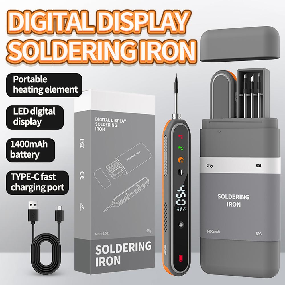 USB Smart Soldering Iron Temperature Adjustable Type-C Wireless Mini Welding Pen 181-111℃ Fast Heating Soldering Tip DIY Welding