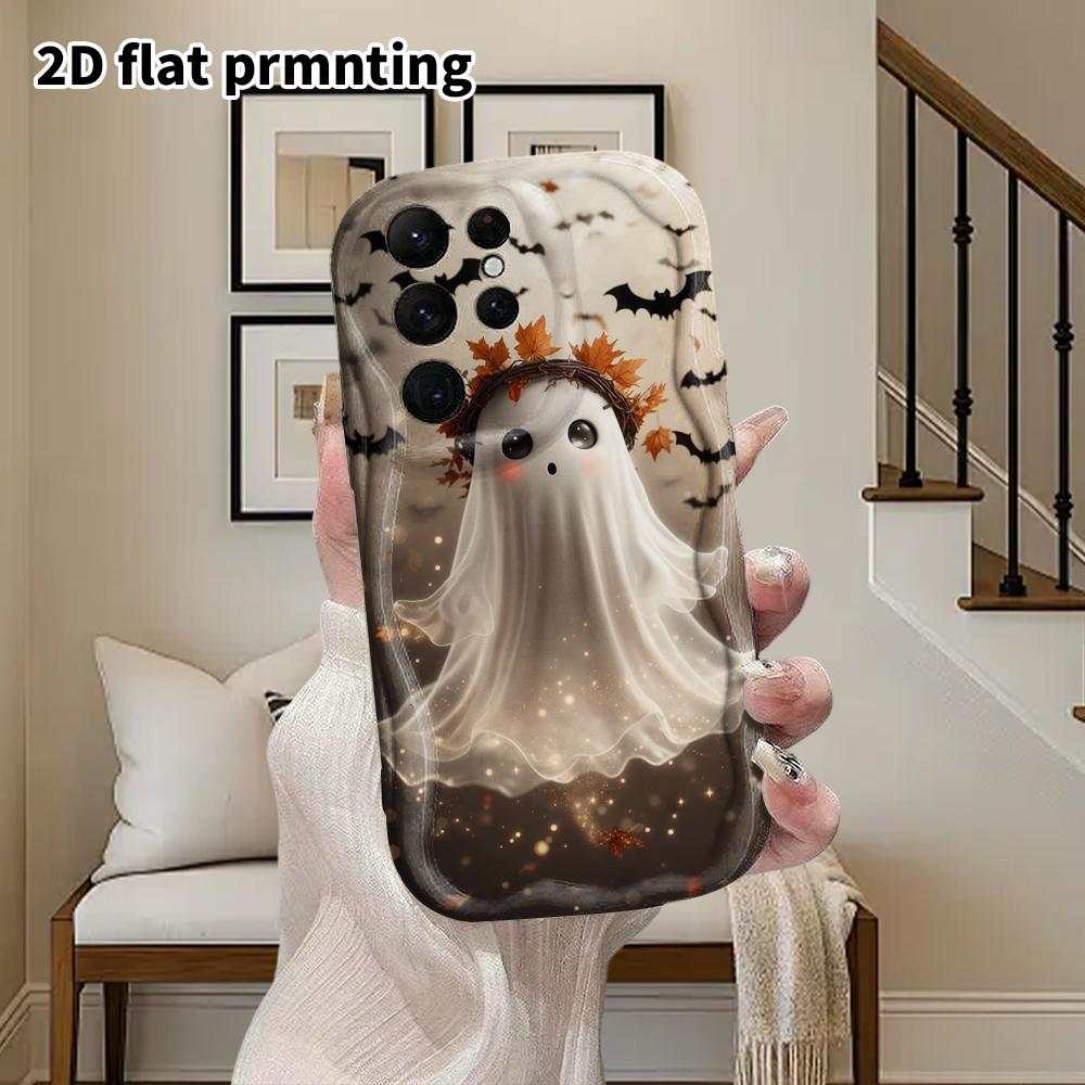 Phone Case: 2D Flat Samsung Galaxy A34 A35 M05 M06 S20 S22 S21 FE Plus 5G Protective Case, Couple Style, Wreath Ghost, Christmas and Halloween Gift