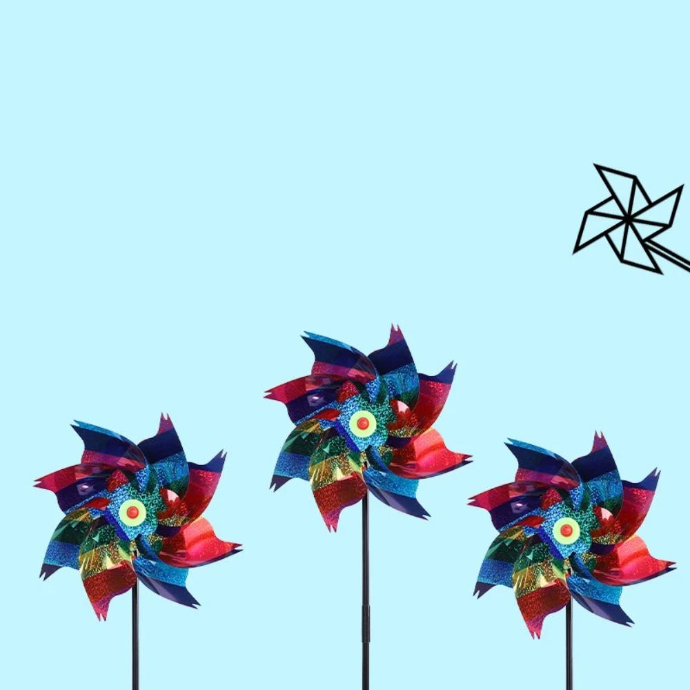 Plastic Windmill Easy Installation Garden Pinwheels Kids Toys Wind Spinner  Home