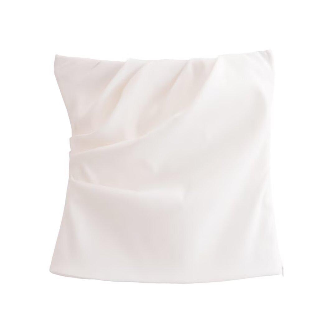 

2025 Spring Women s Fashion: European & American Asymmetrical Pleated Midi Dress Medium белый