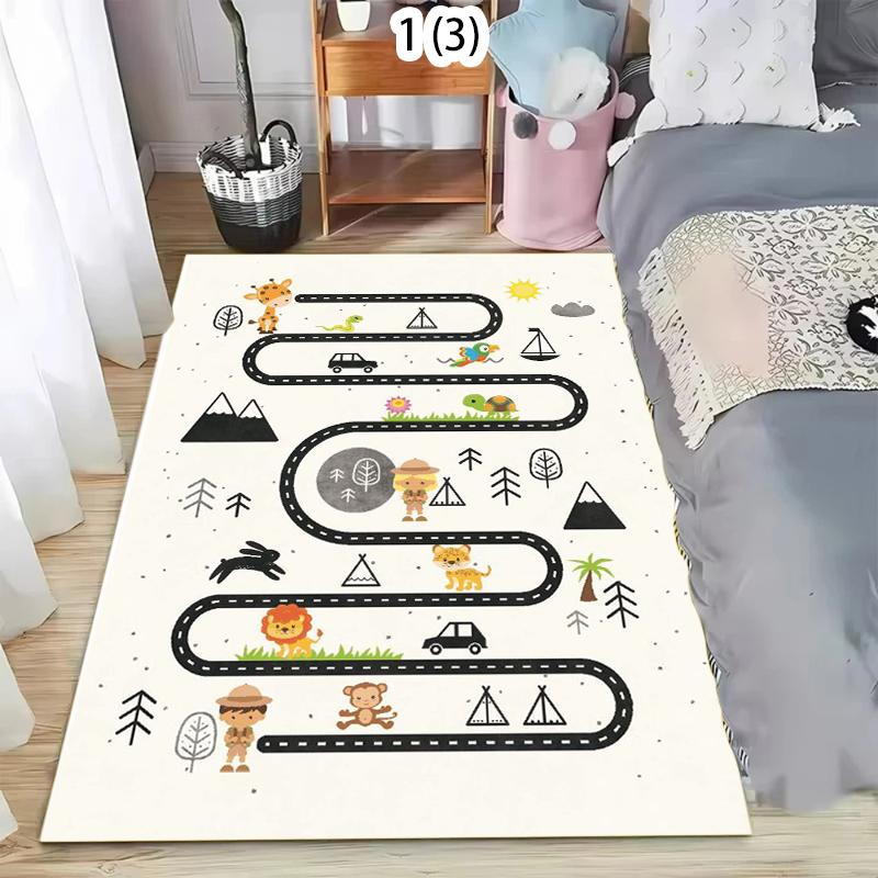 

Rug Carpet Mat Non-Slip Cartoon City Traffic Kids Area Rug for Living Room Bedroom Bathroom Playroom Educational Home Decor 40X60cm