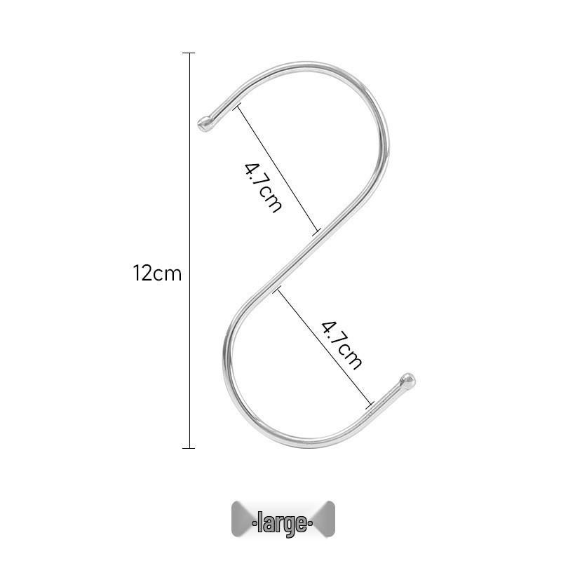 Multi-Purpose 410 Stainless Steel S-Shaped Wall Hook for Bathroom and Kitchen