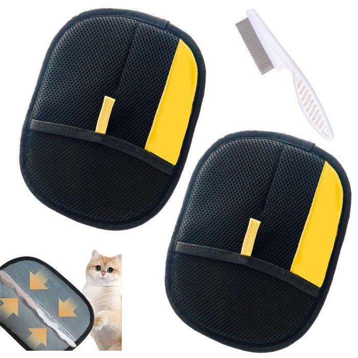 Gant de toilettage - SANYU - Lot de 3 - Antistatique - Lavables réutilisables - Retire poils et masse